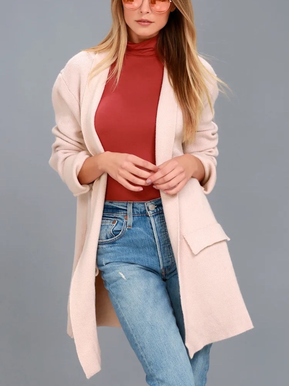 Lulu’s Keep Me Warm Blush Pink Knit Cardigan